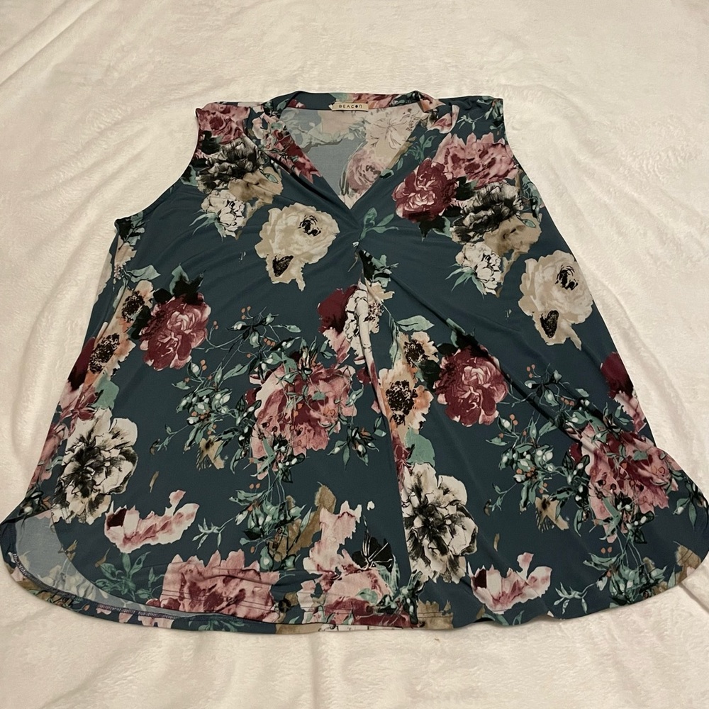 Beacon Alicia Pleat Detail Knit Top - Blue